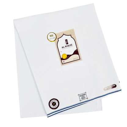 AL KHAZZ GOLD Classic White Wuzar with Signature Borders Premium Cotton UAE Style