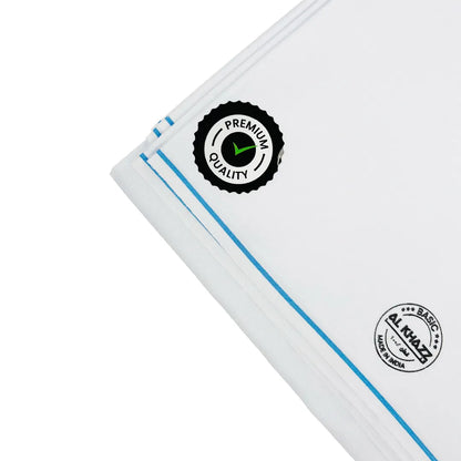 AL-KHAZZ BASIC Premium Quality White Wuzar with Modern Border Style – UAE Collection