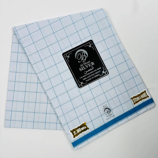 Premium-White-Deep-Teal-Blue-Checked-Wuzar-Soft-Cotton-Comfort-best