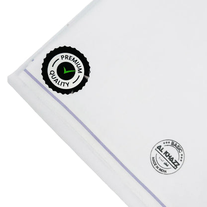 AL-KHAZZ BASIC Premium Quality White Wuzar with Modern Border Style – UAE Collection