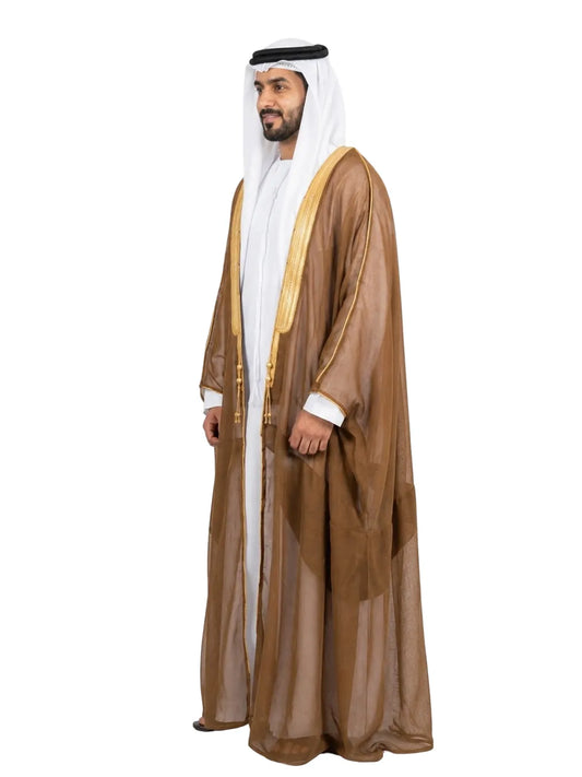 Al Siyaaf Royal Brown Bisht with Luxurious Gold Embroidery