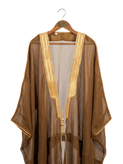Royal Brown Bisht with Luxurious Gold Embroidery