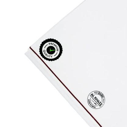 AL-KHAZZ BASIC Premium Quality White Wuzar with Modern Border Style – UAE Collection