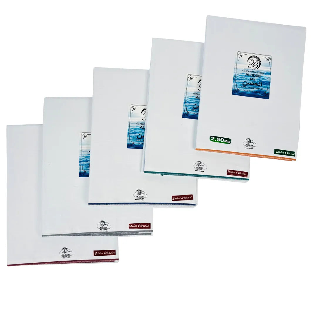 Al Hosn Sky White Wuzar – Elegant Border Line Collection UAE