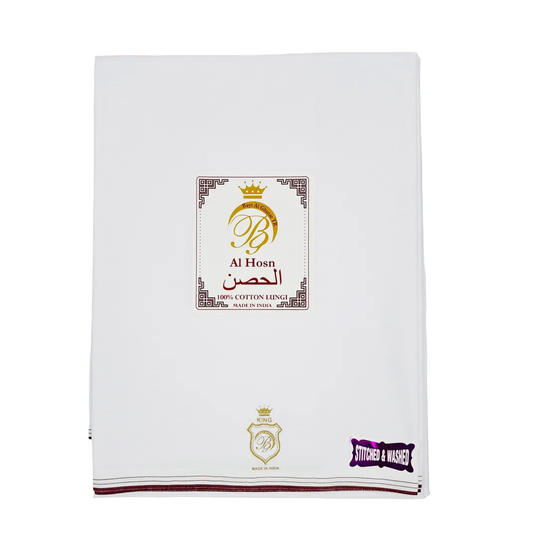 AL Hosn King Wuzar with color borders  – Stitched & Washed Luxury Lungi UAE