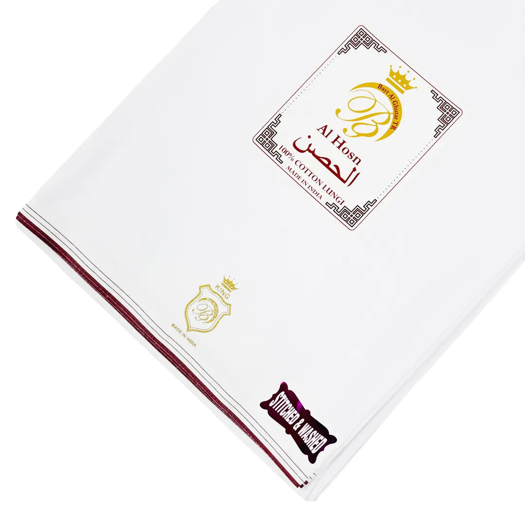 AL Hosn King Wuzar with color borders  – Stitched & Washed Luxury Lungi UAE