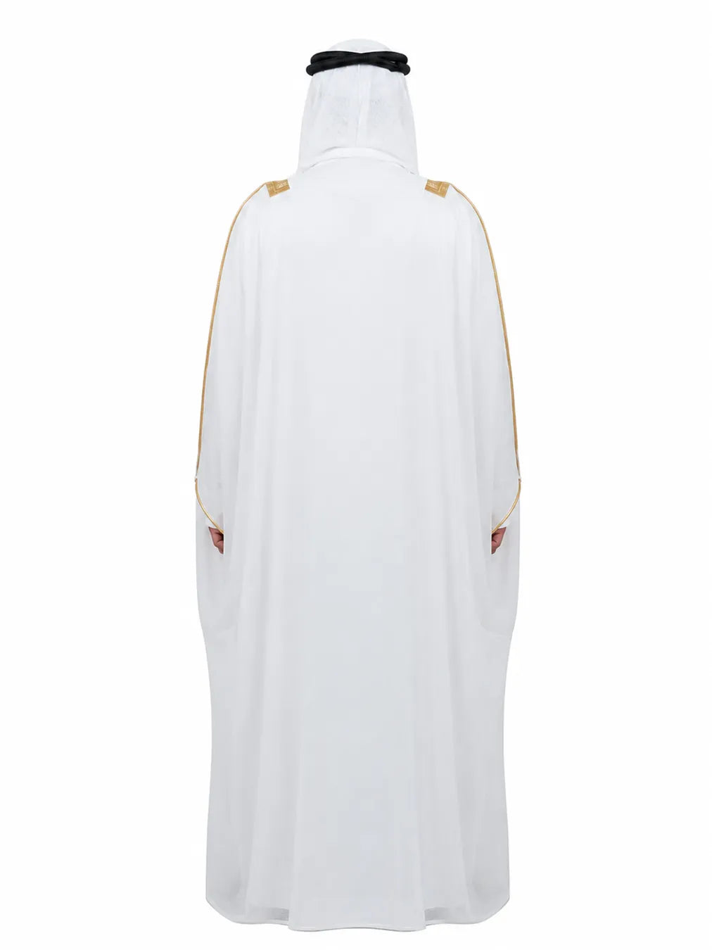 Luxury White Men's Bisht with Premium Gold Embroidery