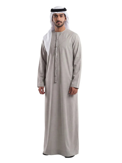 Warm Taupe Grey Emirati Thobe - Reda 1865 Valdilana Exclusive Super 150's Fabric made In Italy 100% Wool