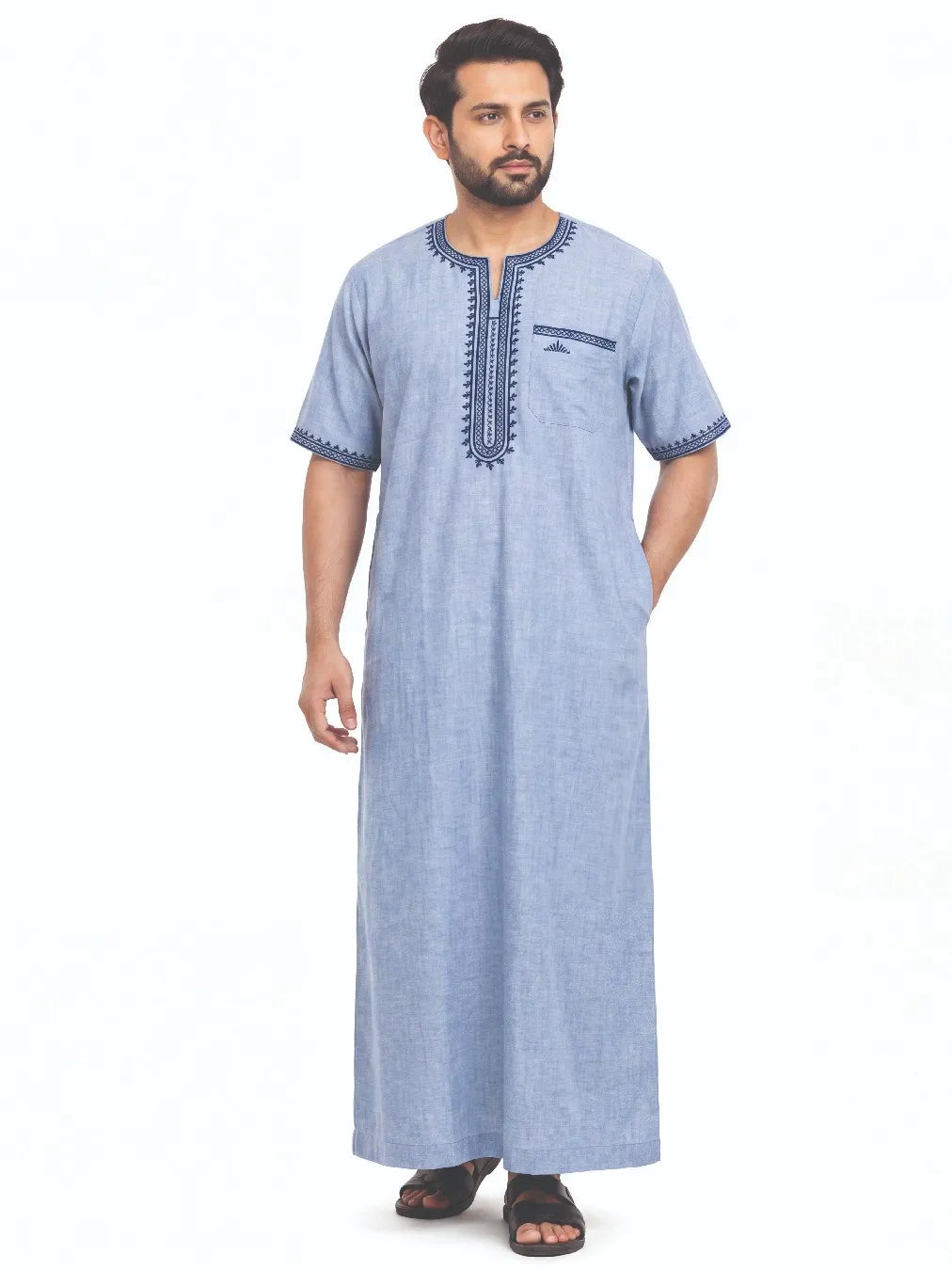 Al Khazz Experience Timeless Comfort with Our Premium Embroidered Jalabiya