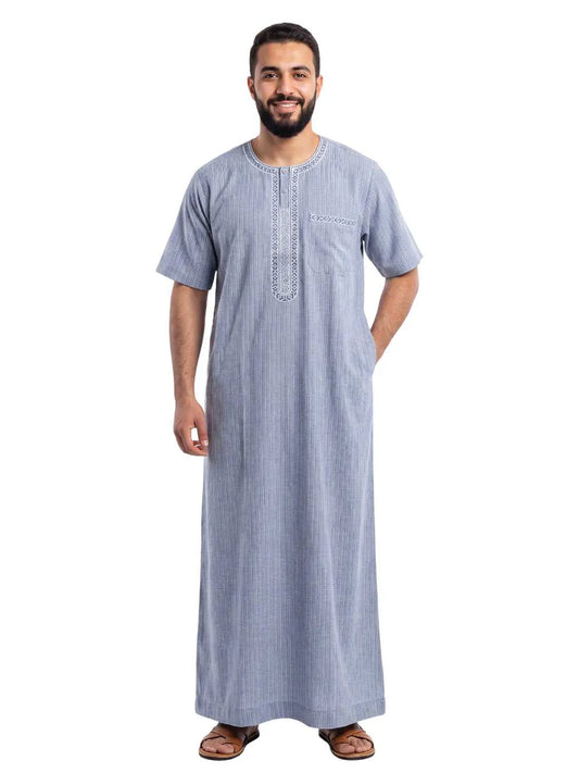 Al Khazz Classic Arabic Jalabiya – Premium Light Blue Men's Thobe