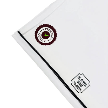 Al Khazz 222 White Wuzar with Color Border Collection – Premium Cotton Wear-UAE
