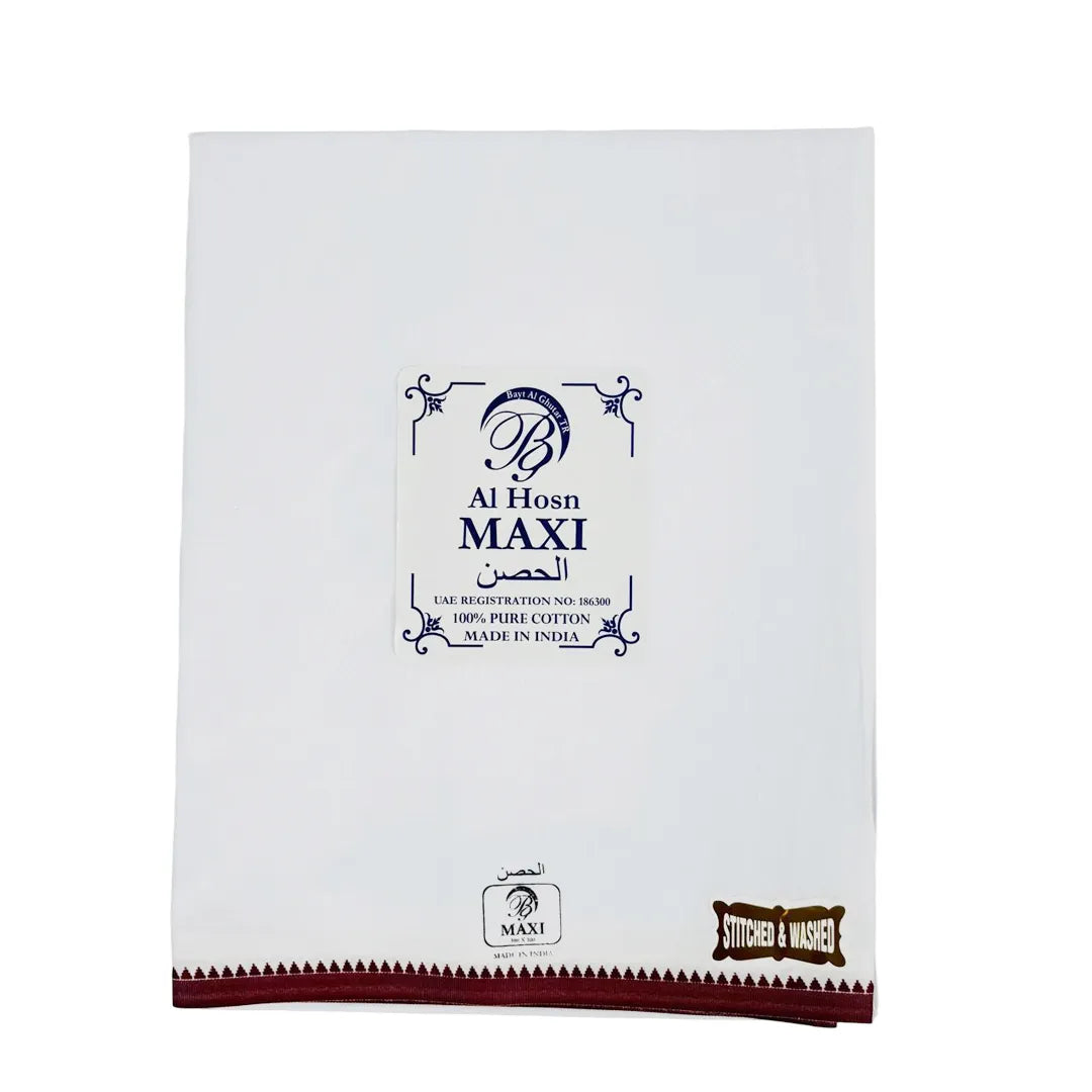 White-Cotton-Wuzar-with-Rich-Maroon-Border-Premium-Gulf-Style