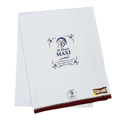 White-Cotton-Wuzar-with-Rich-Maroon-Border-Premium-cotton