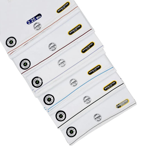 AL-KHAZZ BASIC Premium Quality White Wuzar with Modern Border Style – UAE Collection