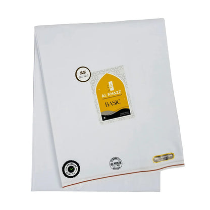 AL-KHAZZ BASIC Premium Quality White Wuzar with Modern Border Style – UAE Collection