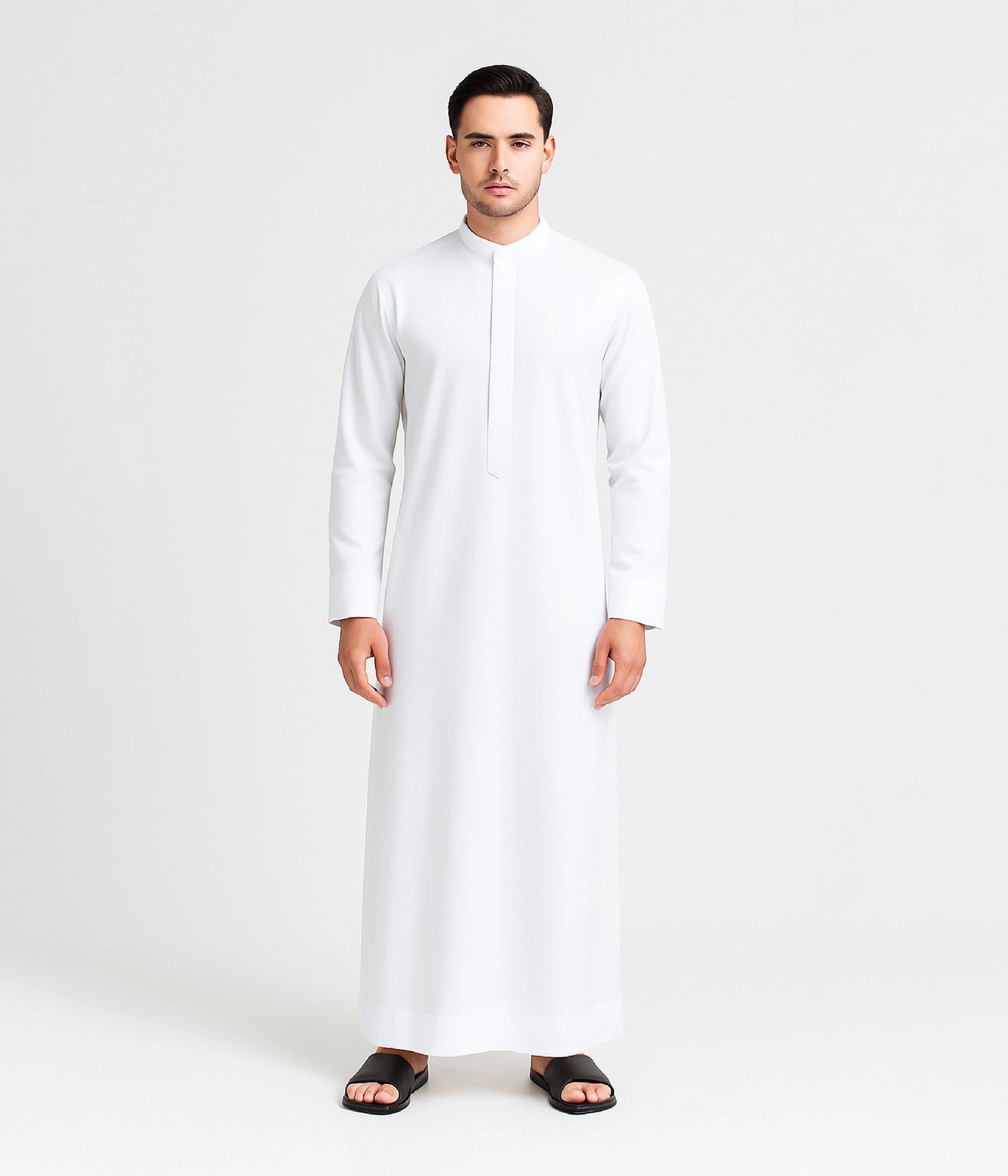 White Kuwaiti Kandura for Men – Front View