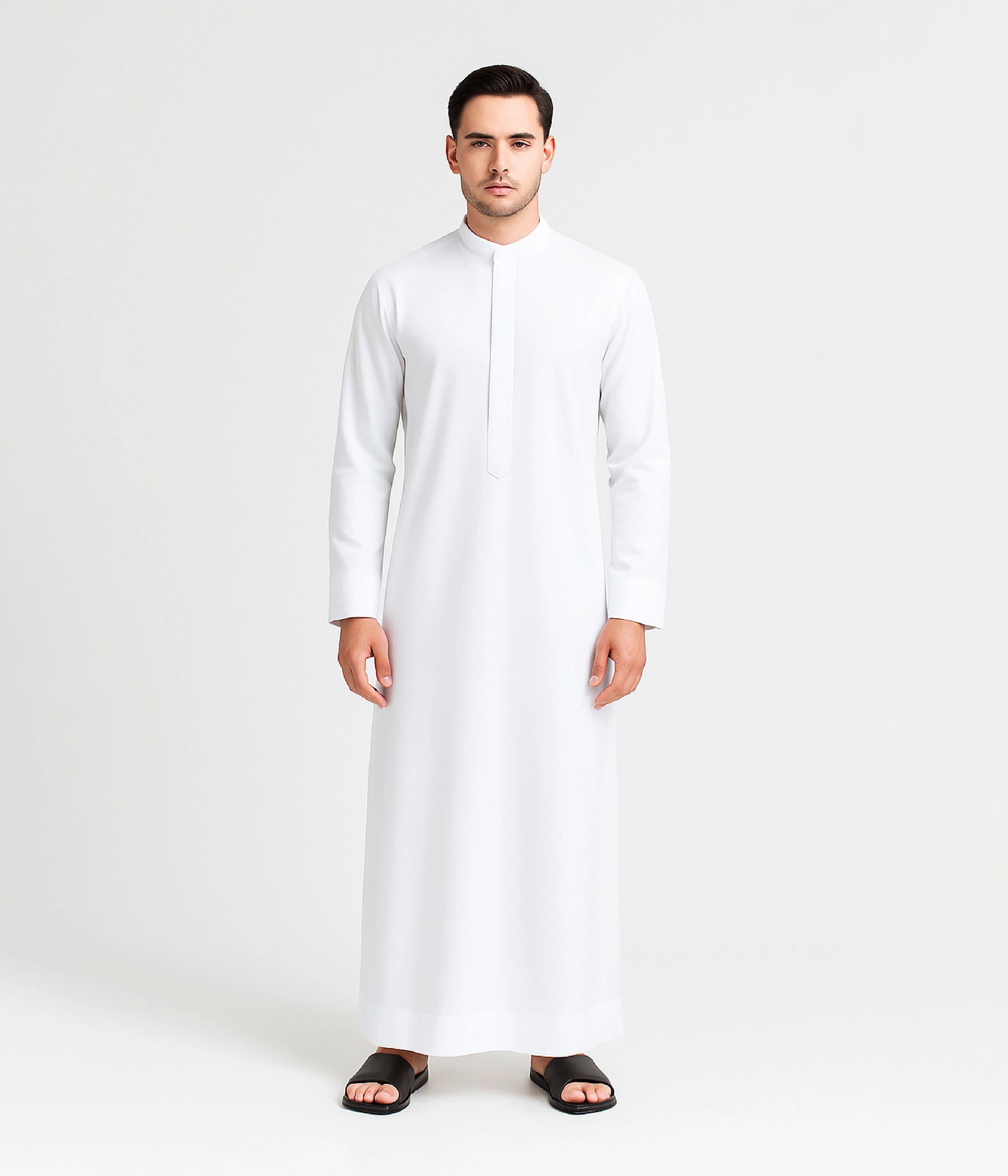 White Kuwaiti Kandura for Men – Front View