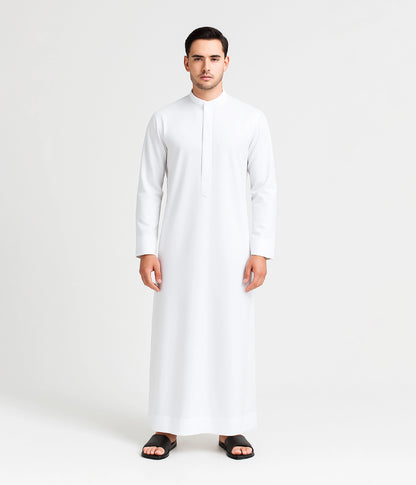 White Kuwaiti Kandura for Men – Front View