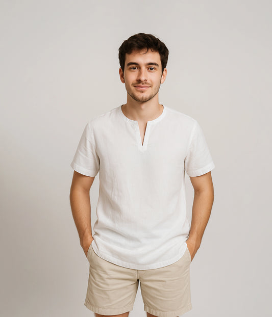 White Casual Cotton Shirt for Men