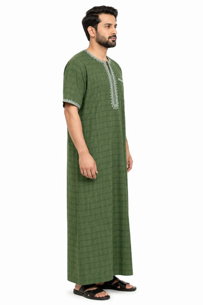 Al Khazz Premium Olive Green Jalabiya – Timeless Elegance, Everyday Comfort