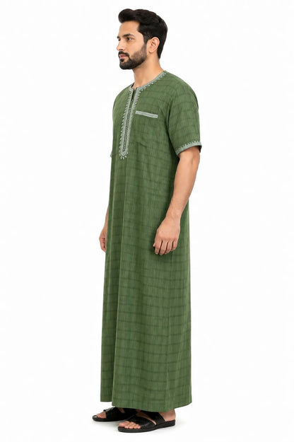 Al Khazz Premium Olive Green Jalabiya – Timeless Elegance, Everyday Comfort