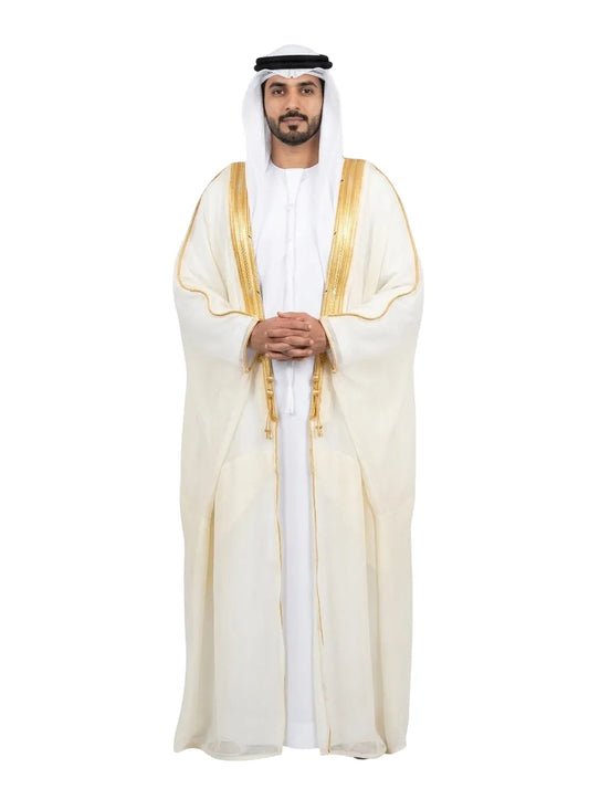 Al Siyaaf Royal Ivory White Bisht – Premium Arabic Men's Cloak