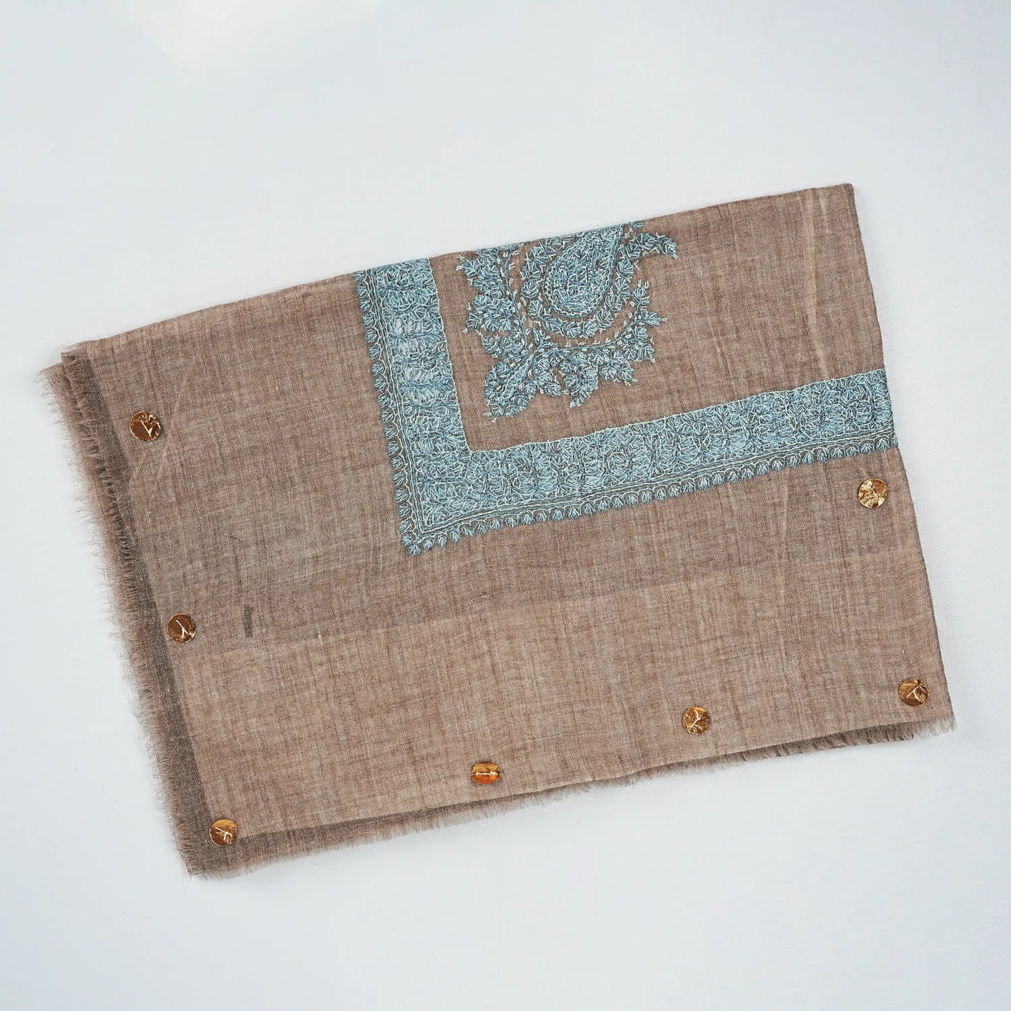 kashmiri-shawl-color-light brown-design-blue line -fab
