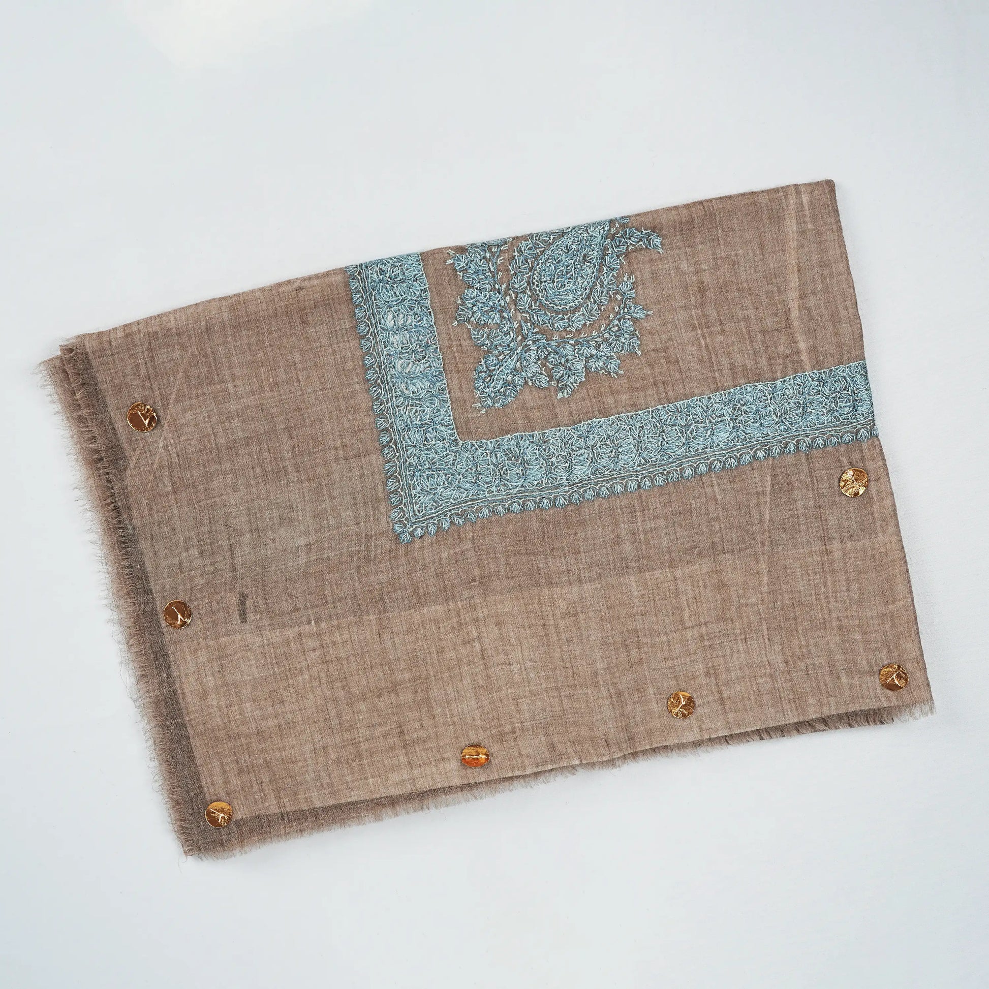 kashmiri-shawl-color-light brown-design-blue line -fab