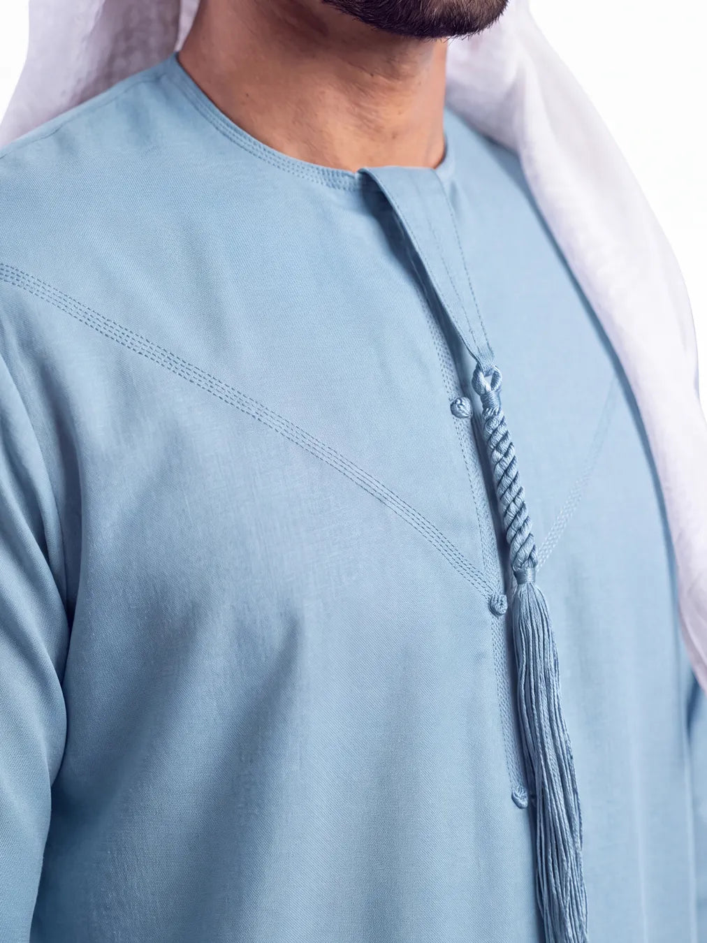 Light Blue Emirati Thobe - Reda 1865 Valdilana Exclusive Super 150's Fabric made In Italy 100% Wool