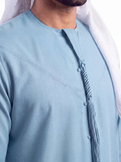 Light Blue Emirati Thobe - Reda 1865 Valdilana Exclusive Super 150's Fabric made In Italy 100% Wool