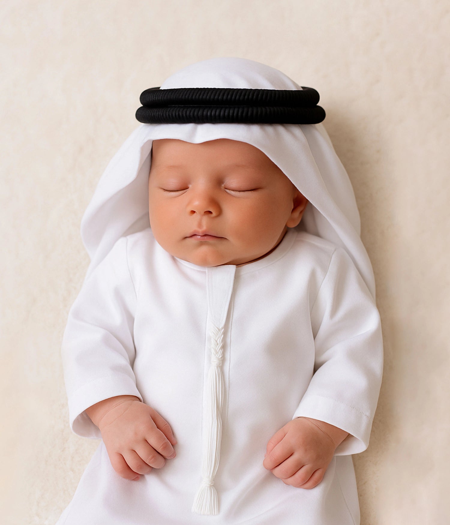white baby kandura classic arabic infant dress UAE