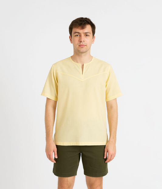 Light Yellow Cotton Casual Shirt for Men UAE